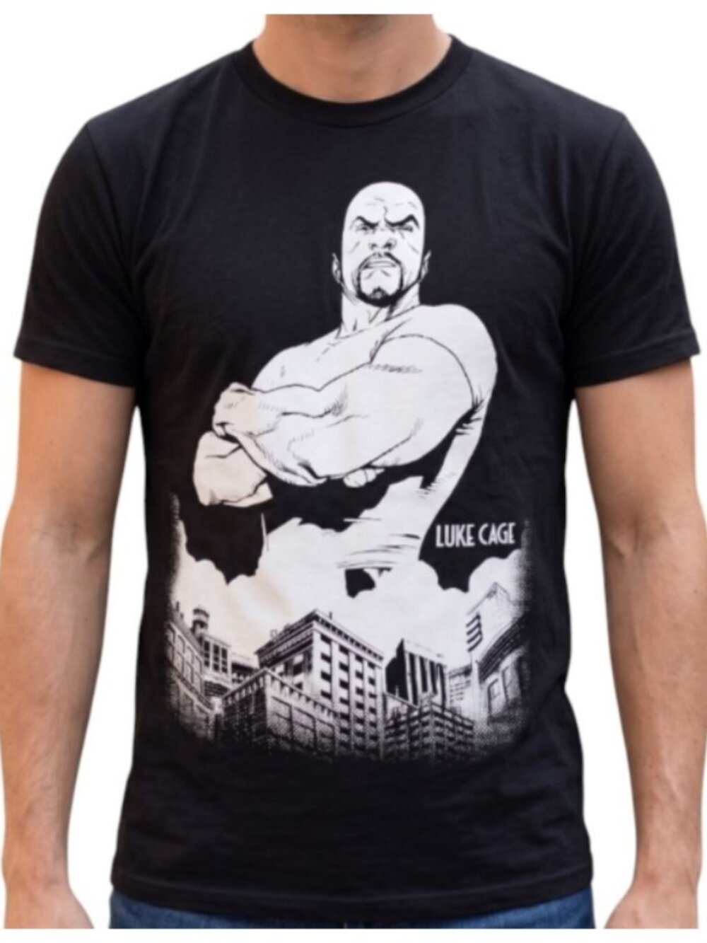 Marvel Luke Cage T-Shirt Men's Small Mad Engine Black Graphic Tee Comic Book Top
